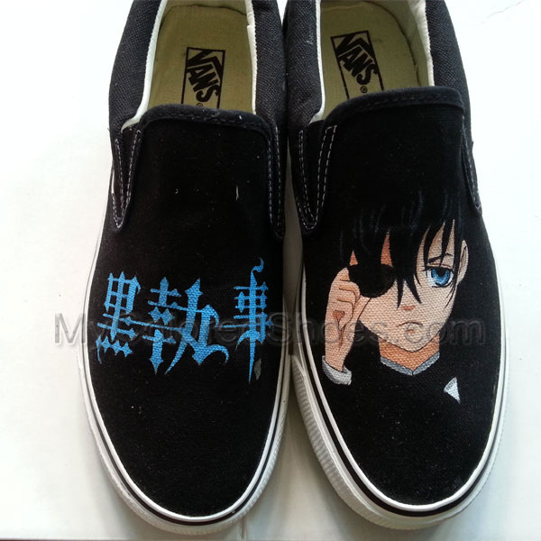 Black Anime Shoes Black Butler Anime Shoes Customize Hand Painted Gifts Custom Hand Painted Shoes for Men Women