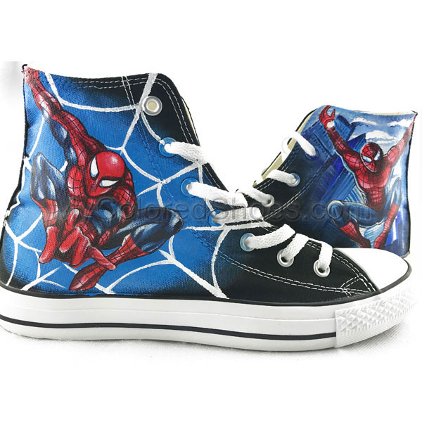 Hand Painted Shoes Spiderman Canvas Sneakers [0718-14] - $69.00 : Hand ...